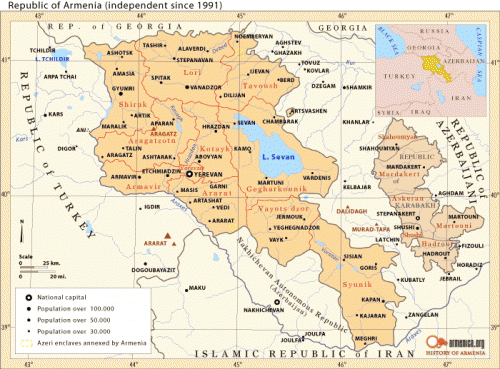 Map of Republic of Armenia, 1991